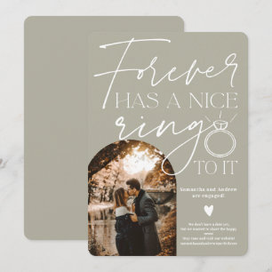 Faire-part Fiançailles gris vert pour chaque anneau