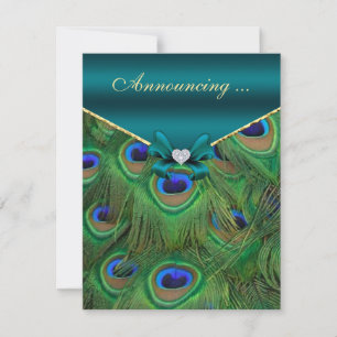 Faire-part Fiançailles Peacock turquoise