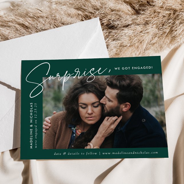 Faire-part Fiançailles photo moderne Green Surprise (Créateur téléchargé)