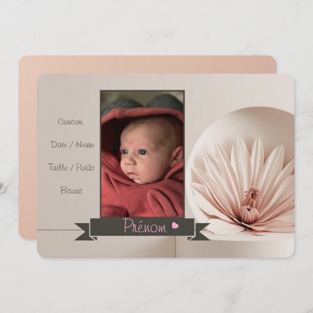 Faire-part Fille (Devant / Derrière)