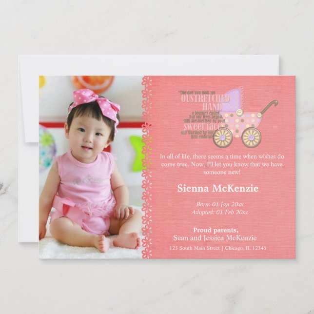 Faire-part fille adoption (Devant)
