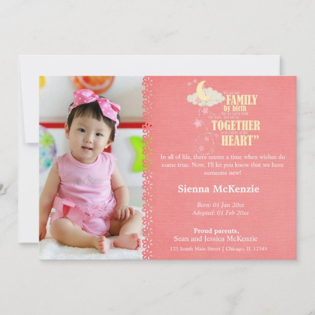 Faire-part fille adoption (Devant)