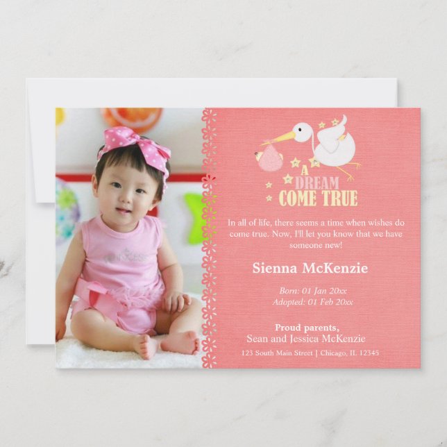 Faire-part fille adoption (Devant)