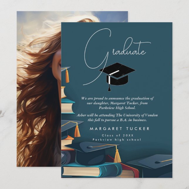 Faire-part Fille de diplôme I Casquette (Devant / Derrière)