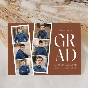 Faire-part Filmstrip moderne Brown 6 Photo Graduation