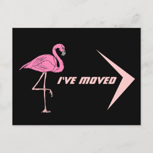 Faire-part Flamant rose de carte postale J'ai déplacé Nouvell