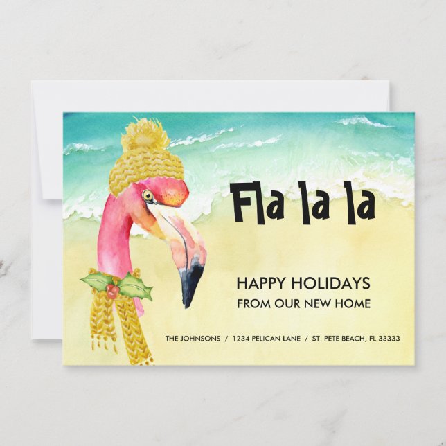 Faire-part Flamant rose Joyeuses vacances de notre nouvelle m (Devant)