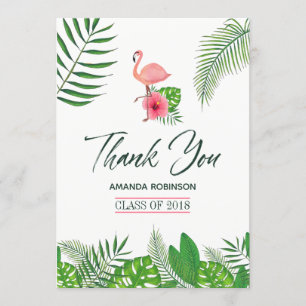 Faire-part Flamant rose rose aquarelle Luau Merci de graduati