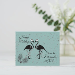 Faire-part Flamants roses amusants Noël Parties scintillant p