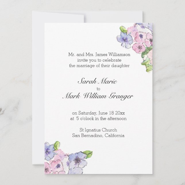 Faire-part Flambée d'invitation bleue et violette (Devant)