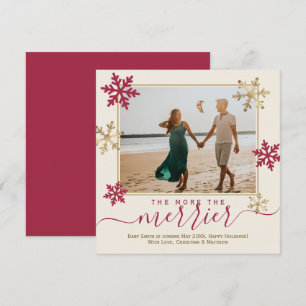 Faire-part Flèches de neige rouges et dorées Photo Grossesse 