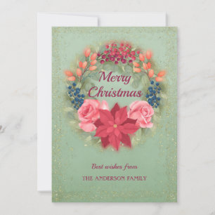 Faire-part Fleur aquarelle fausse parties scintillant couronn