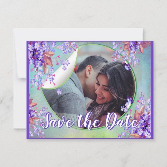 Faire-part Fleur de Ne m'oubliez pas lilas Dates de sauvegard (Devant)