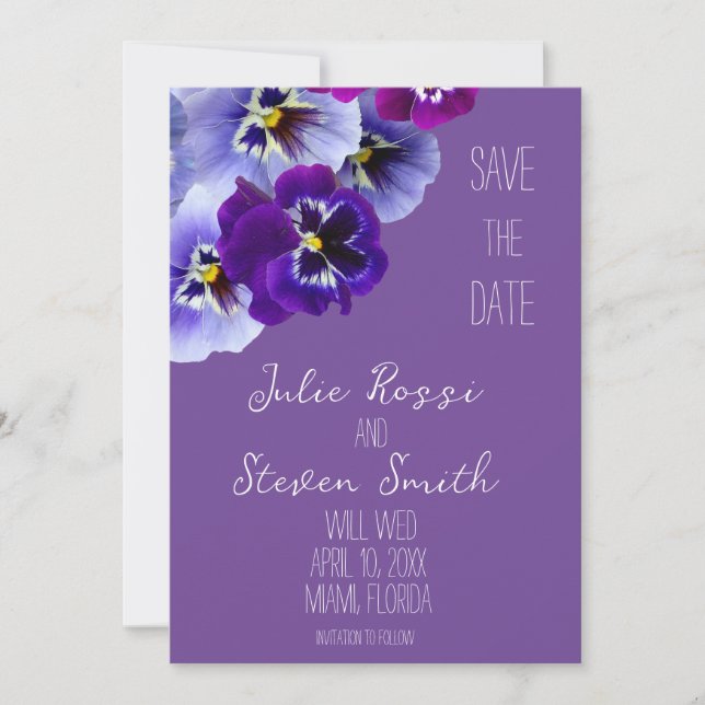 Faire-part Fleur de Pensée Violette pour Sauvegard (Devant)