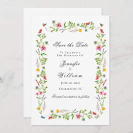 Faire-part Fleur sauvage d'aquarelle Mariage Enregistrer la d