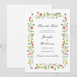 Faire-part Fleur sauvage d'aquarelle Mariage Enregistrer la d