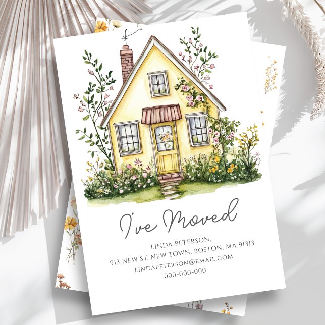 Faire-part Fleur sauvage de la maison jaune | Nouvelle adress (Créateur téléchargé)