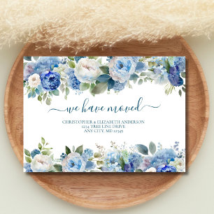 Faire-part Fleurs aquarelles bleues et blanches Nouvelle mais