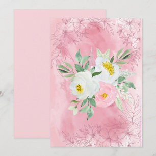 Faire-part Fleurs d'aquarelle blanche et rose pâle