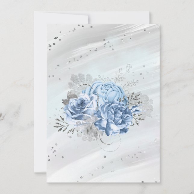 Faire-part Fleurs d'aquarelle bleu pâle (Devant)