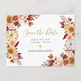 Faire-part Fleurs d'automne enregistrer la date carte postale