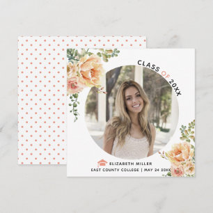 Faire-part Fleurs de pêche Classe de 2025 graduation photo
