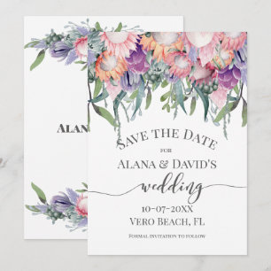 Faire-part Fleurs de Protea Exotiques de couleur vive Enregis