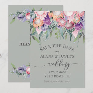 Faire-part Fleurs de Protea Exotiques de couleur vive Enregis