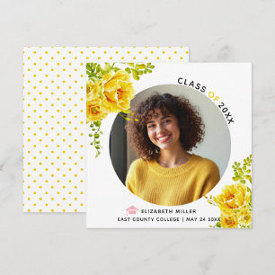 Faire-part Fleurs jaunes Classe de photo de graduation 2025