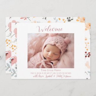 Faire-part Fleurs Pastel Accueil Bébé Fille Naissance
