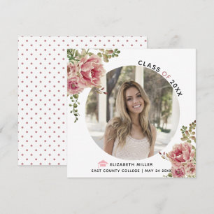 Faire-part Fleurs roses poussiéreuses Classe de 2023 graduati