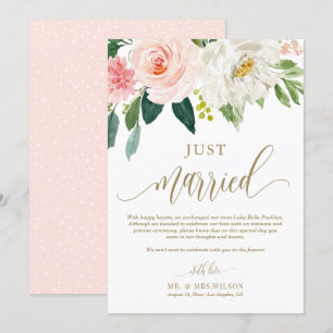 Faire-part Fleurs roses vierges Or Juste Marié Mariage