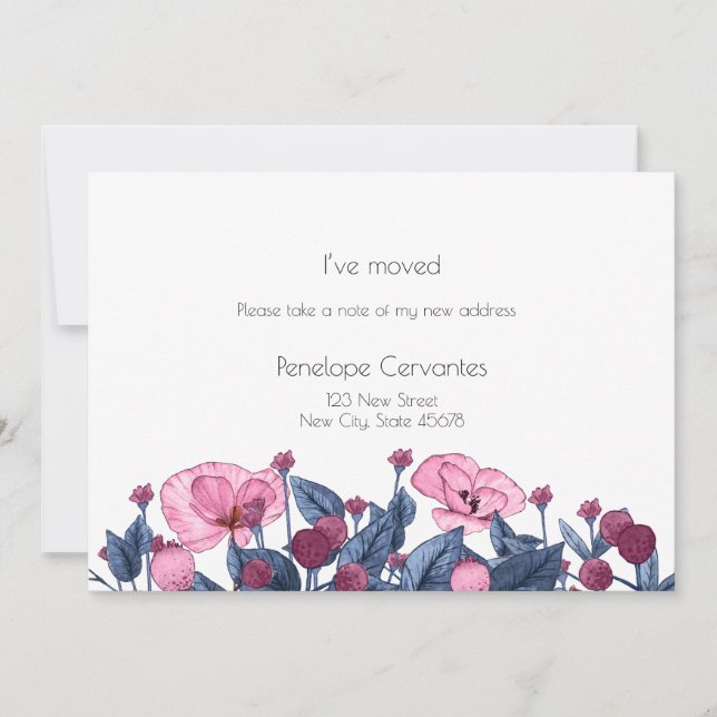 Faire-part Fleurs sauvages bleus Dusty modernes que j’ai démé (Devant)