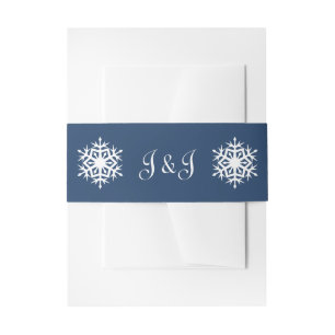 Faire-part Flocons de neige d'hiver en bandeau ventral d'invi