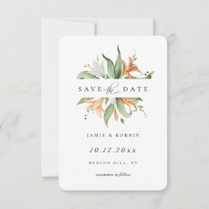 Faire-part Floral Botanique Moderne Lily Économisez La Date