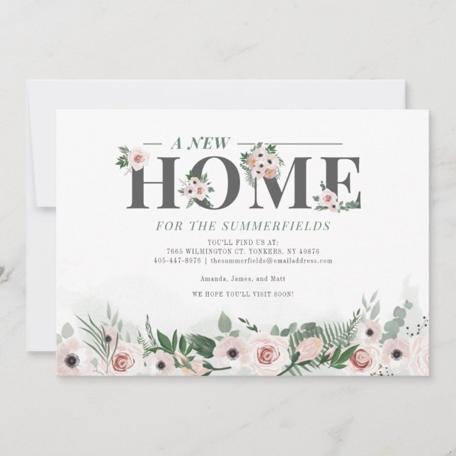 Faire-part Floral Moving Botanique Nouvelle adresse déplacée (Devant)