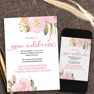 Faire-part Floral Pink Gold Nouvelle adresse Moving Faire-par