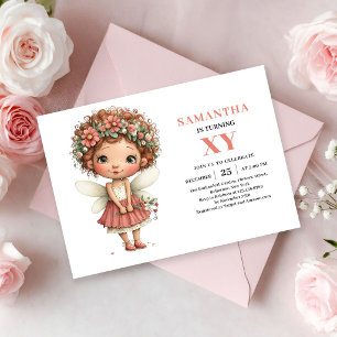 Faire-part floral rose pour l'anniversaire d'une f