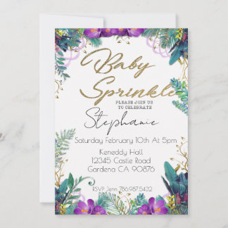 Faire-part floral tons violets pour baby sprinkle
