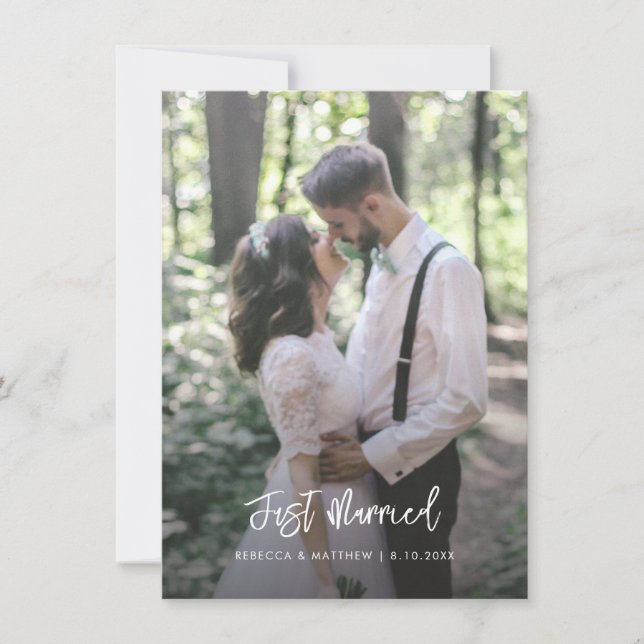 Faire-part Floral Violet Juste Marié Mariage Couple Photo (Devant)