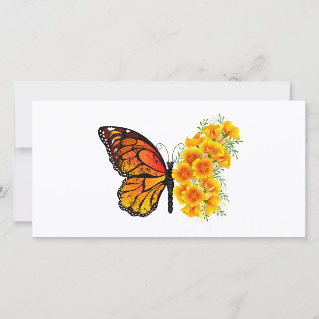 Faire-part Flower Butterfly with Yellow California Poppy (Devant)