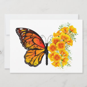 Faire-part Flower Butterfly with Yellow California Poppy