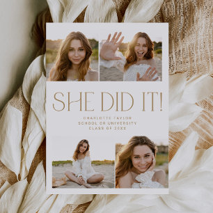 Faire-part Flûte Or Moderne Elle L'A Fait Photo Graduation