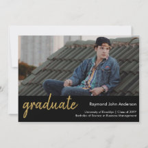 Formal moderne Black Gold Script photo Graduation