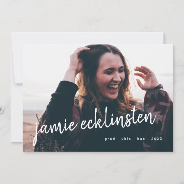 Faire-part Fresque et Gras Script Grad Noms Deux Photo (Devant)