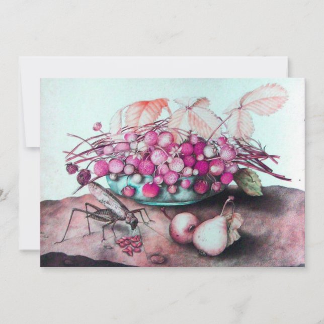 Faire-part FRUITS DE SAISON 3,rose bleu noir (Devant)