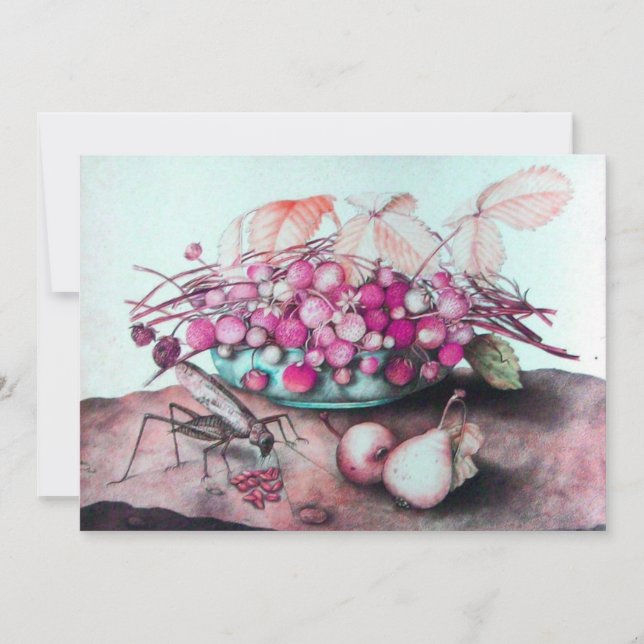 FAIRE-PART FRUITS DE SAISON / FRAISES ET POIRES (Devant)