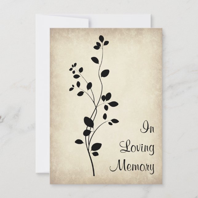 Faire-part funéraire Conception de la vigne feuill (Devant)