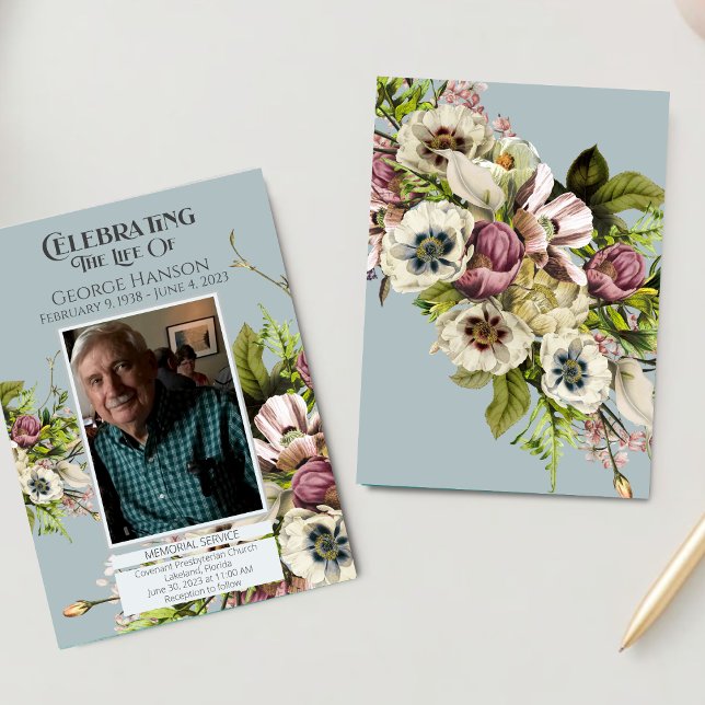 Faire-part funéraire vert Floral (Créateur téléchargé)