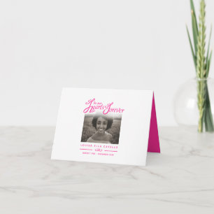 Faire-part Funeral in our hearts forever pink poem card